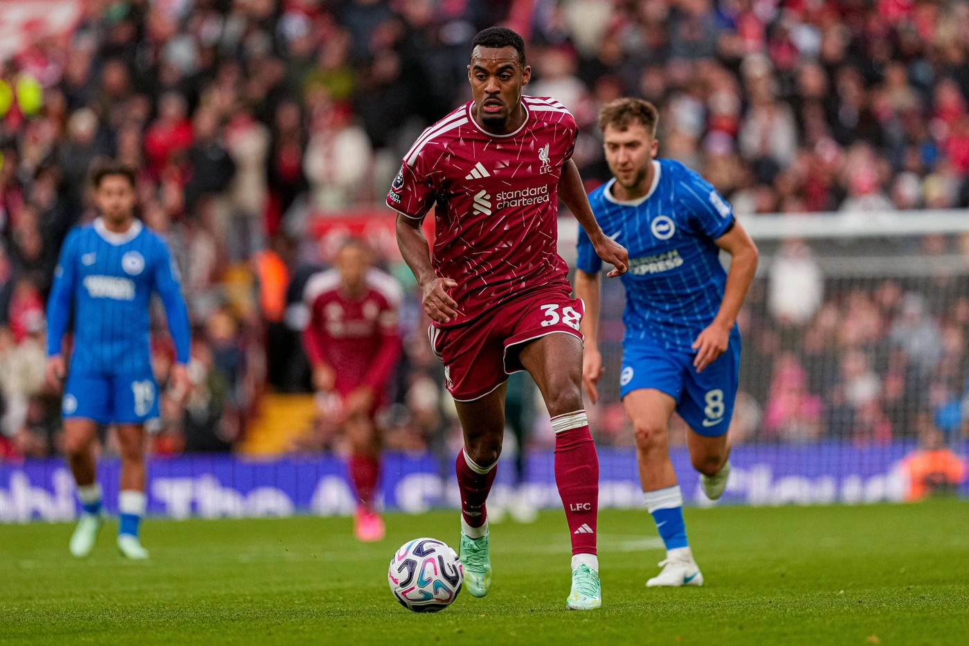 Liverpool v Brighton & Hove Albion - Premier League 2026 27 Ryan Gravenberch of Liverpool during the Premier League match between Liverpool and Brighton and Hove Albion at Anfield in Liverpool, on ...