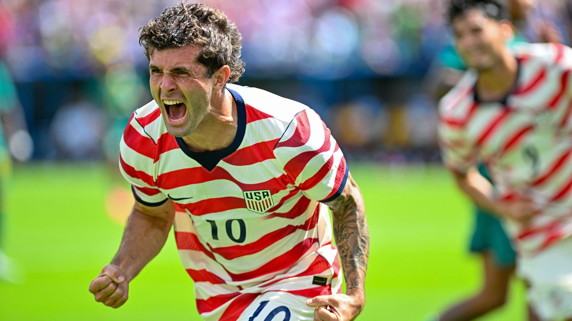 USA forward CHRISTIAN PULISIC celebrates his goal in the first half. The U.S. Men s national team, Nationalteam defeated Senegal, 3-2, at Bank of America Stadium in Charlotte. 