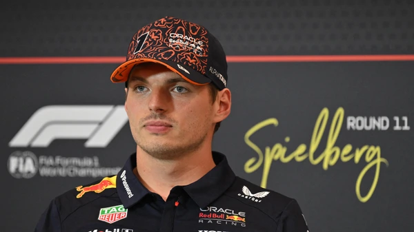 Red Bull's Max Verstappen at press conference at the Red Bull Ring race track in Spielberg, Austria, on June 26, 2025, Formula 1 Austrian Grand Prix.