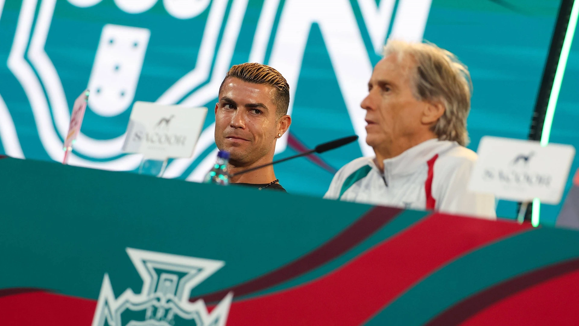 September 23: Cristiano Ronaldo Portugal and Portugal s head coach Jorge Jesus Portugal during the press conference, PK, Pressekonferenz before the UEFA Nations League 2026/27 League Phase Matchday 1 match between Portugal and Wales