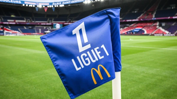 Illustration of the official Ligue 1 McDonald's logo during the French championship Ligue 1 football match between Paris Saint-Germain and Montpellier HSC on 23 August 2024 at Parc des Princes stadium in Paris, France