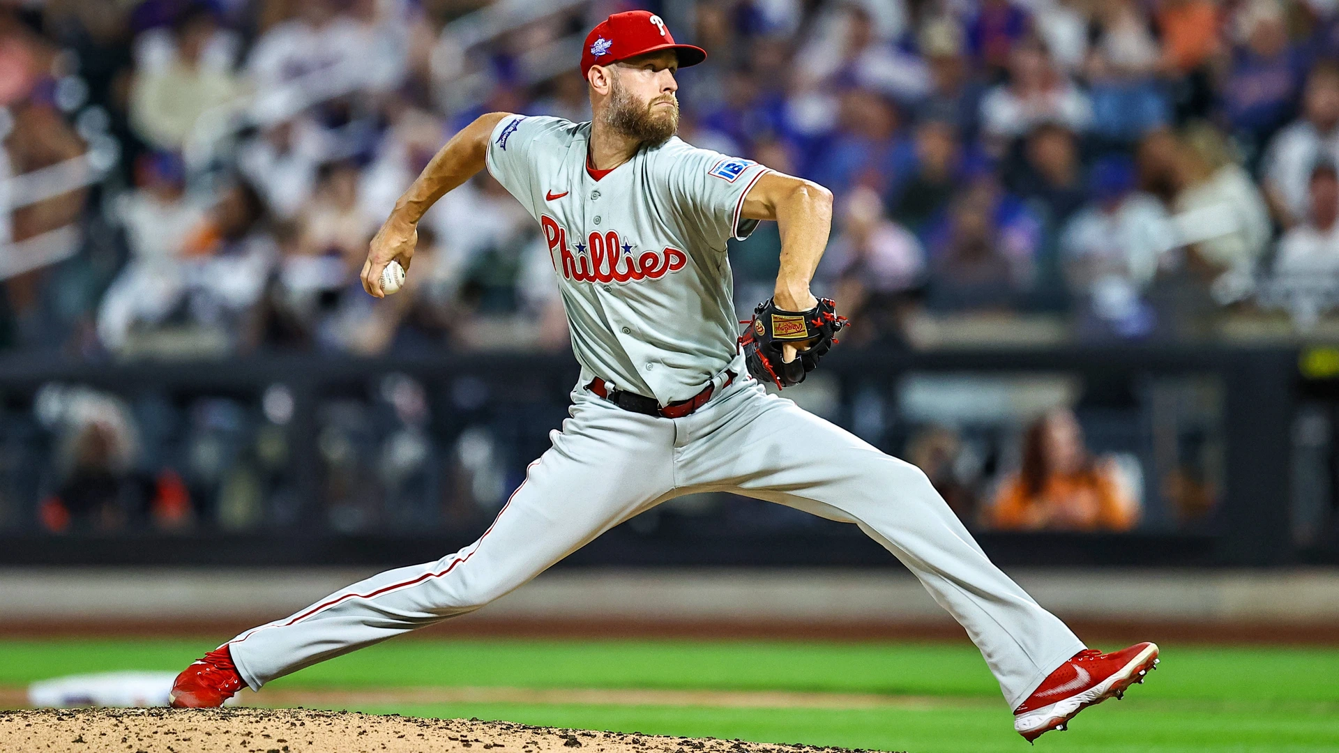 MLB, Baseball Herren, USA Philadelphia Phillies Vs. New York Mets Philadelphia Phillies starting pitcher Zack Wheeler 45 throws during the seventh inning of a baseball game against the New York Mets at Citi Field in Corona, New York, on June 26, 2026. 